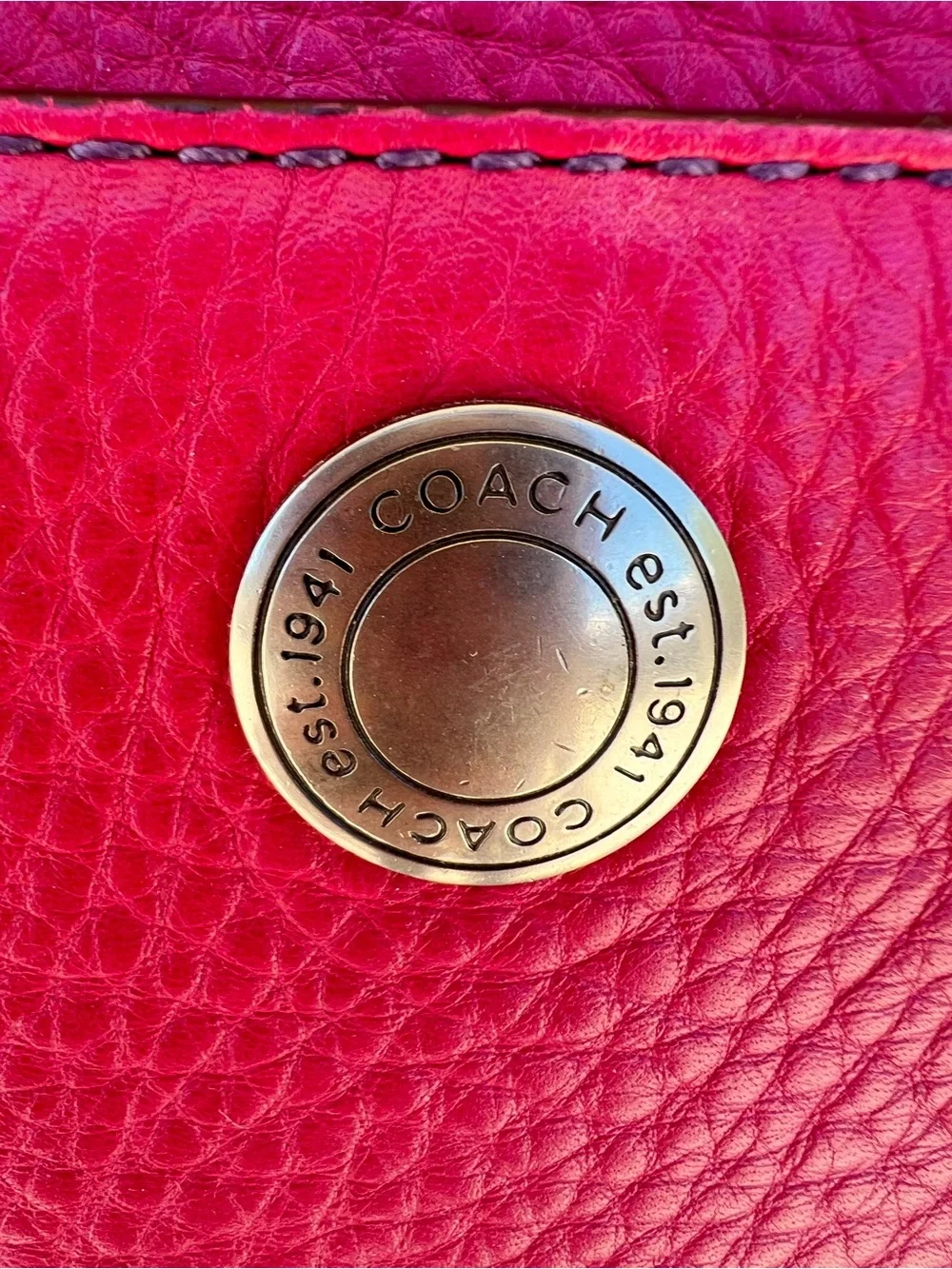 Vintage COACH Chelsea Dark Pink Leather Tote Bag 2005